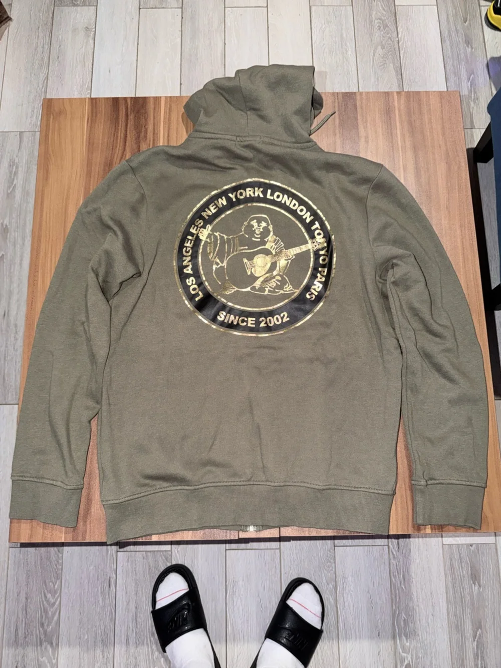 True Religion Olive Green Hoodie with Brand Tag